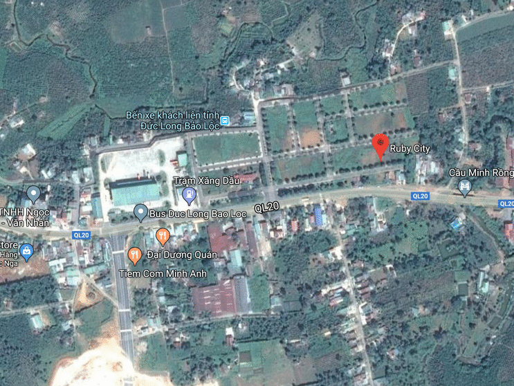 Vị trí Chụp từ Google Map Dự án Ruby City Bảo Lộc